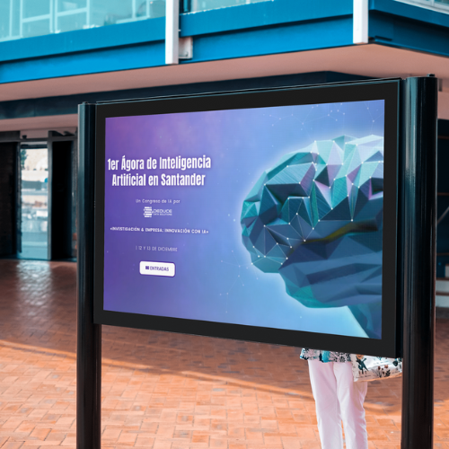 Letrero publicitario del Congreso de Inteligencia Artificial en Santander | Ágora de IA